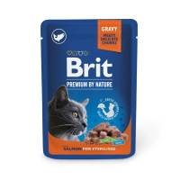 Вологий корм для кішок Brit Premium з лососем для стерилізованих 100 г (8595602548460)