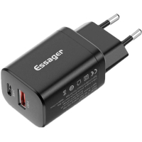 Зарядний пристрій Essager 1xUSB + 1xUSB-C PD30W black (ECTPQS-ZTB01)