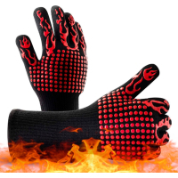 Захисні рукавиці Voltronic HFG-800-Red Torch, термостійкі, вогнетривкі, до 800°C, Black/Red (HFG-800-B/R)