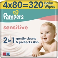 Дитячі вологі серветки Pampers Sensitive 80 шт х 4 пачки (320 шт) (8001841062754)