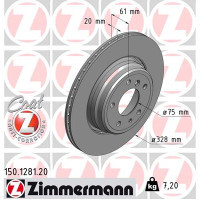 Гальмівний диск ZIMMERMANN 150.1281.20