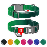 Нашийник для тварин WAUDOG Nylon Mono з QR паспортом, пластиковий фастекс L зелений (521518)