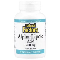 Вітамінно-мінеральний комплекс Natural Factors Альфа-ліпоєва кислота, 200 мг, Alpha-Lipoic Acid, 60 капсул (NFS-02098)