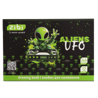 Альбом для малювання ZiBi А4 UFO, 12 аркушів на скобі (ZB.1421-04)