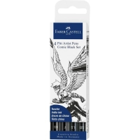 Лайнер Faber-Castell набір капілярних ручок пензликів Pitt Artist Pen Comic Black Set, (SB, 1,5, F, XS) колір чорний (30337)
