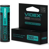Акумулятор 18650 2800mAh Li-Ion, protect, color box/1шт Videx (18650-P/2800/1CB)