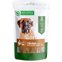 Ласощі для собак Nature's Protection Chicken strips with sesame 75 г (SNK46102)
