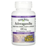 Вітамінно-мінеральний комплекс Natural Factors Ашваганда, 600 мг, Ashwagandha, 30 вегетаріанських капсул (NFS-02833)