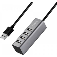 Концентратор HOCO USB 2.0 to 4xUSB Line machine HB1 Tarnish (6957531038139)