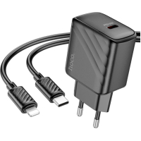 Зарядний пристрій HOCO CS22A Value USB-C PD30W + cable USB-C to Lightning Black (6942007609920)