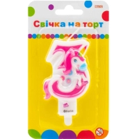 Свічка Maxi двостороння "3" із зображенням єдинорога висотою 7,62 см (MX622066-3)
