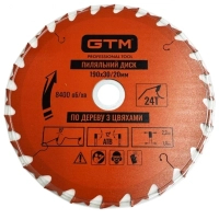 Круг відрізний GTM 190×30мм, 24 зуби, по дереву з цвяхами (SBW-19024N)
