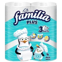 Паперові рушники Familia 90 відривів 3 шари 4 рулони (8690536024612)