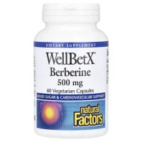 Вітамінно-мінеральний комплекс Natural Factors Берберін, 500 мг, WellBetX, Berberine, 60 вегетаріанських капсул (NFS-03544)