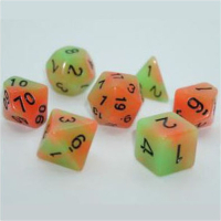 Набір кубиків для настільних ігор Games 7 Days Double Color Glow in the dark 7 Dice Set - Green-Orange (g7dglowdc01)