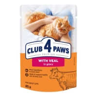 Вологий корм для кішок Club 4 Paws Для дорослих котів з телятиною в соусі 85 г (4820269143012)
