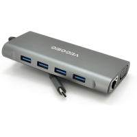 Концентратор VEGGIEG USB-C 7-in-1 USB-C + 3xUSB 3.0 + HDMI + 3.5mm + SD/TF + RJ45 0.1m silver (TC11-S)