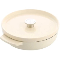 Сотейник KitchenAid Cast Iron чавунний з кришкою, 26 см, 2,77 л, мигдалевий крем (CC009010-001)