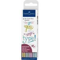 Лайнер Faber-Castell набір капілярних ручок металіків Pitt Artist Pen Metallic M (1,5 мм) 4 кольори (28940)