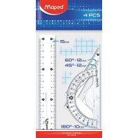 Лінійка Maped набір ESSENTIALS Mini, 15см, 4 предмета, прозорий (MP.242815)