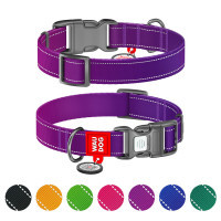 Нашийник для тварин WAUDOG Nylon Mono з QR паспортом, пластиковий фастекс L фіолетовий (52159)