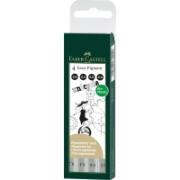 Лайнер Faber-Castell набір капілярних ручок металіків Ecco Pigment, 4 шт.- чорні, 0,2- 0,8 мм (26996)