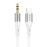 Кабель мультимедійний Lightning to 3.5mm M 1.0m silicone UPA22 white HOCO (6931474769480)