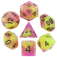 Набір кубиків для настільних ігор Games 7 Days Double Color Glow in the dark 7 Dice Set - Yellow-Pink (g7dglowdc04)