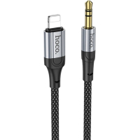 Кабель мультимедійний Lightning to 3.5mm M 1.0m nylon UPA26 black HOCO (6942007608817)