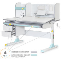 Парта Mealux Hamilton Multicolor Blue (BD-680 W/G MC+BL з полицею)