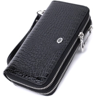 Гаманець ST Leather З лакованої натуральної шкіри Чорний (22693)