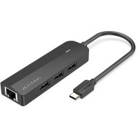 Концентратор Vention USB-C to 3xUSB 2.0+MicroUSB+RJ45 100M Ethernet black (TGOBB)