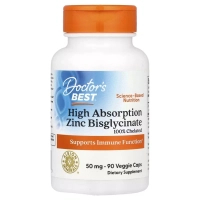 Вітамінно-мінеральний комплекс Doctor's Best Цинк бісгліцинат, 50 мг, Zinc Bisglycinate, 90 вегетаріанських кап (DRB-00573)