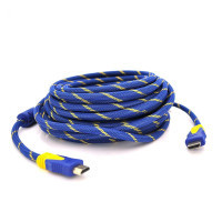 Кабель мультимедійний HDMI M to HDMI M 15.0m V1.4 blue-gold Merlion (YT-HDMI(M)/(M)NY/BL-15m)
