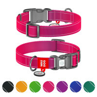Нашийник для тварин WAUDOG Nylon Mono з QR паспортом, пластиковий фастекс M рожевий (52107)