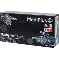 Медичні рукавички MediPlus BlackyPlus Light Нітрилові оглядові нестерильні неприпудрені Чорні Розмір L 100 шт. (6970245754515)