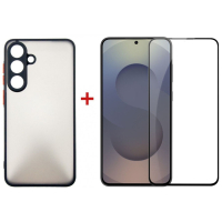 Чохол до мобільного телефона Dengos Matte Kit for Samsung Galaxy S25 FE case + glass Black (DG-KM-168)