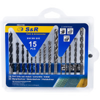 Набір свердл S&R Meister 15шт.:3,4,5,6,8мм мет/дер/бетон (216301015)