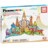 Конструктор Picasso магнітний Tiles Dinosaur Set з 8 фігурками динозаврів 38 деталей (817338028848)