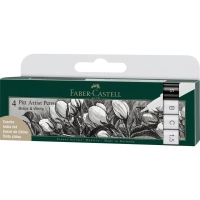Лайнер Faber-Castell набір капілярних ручок PITT Artist Pen black & white чорний/білий 4 шт різних діаметрів (28939)
