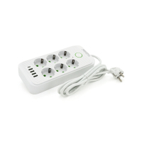 Мережевий фільтр живлення Voltronic F06U, 6 роз EU, 4USB White (F06U-White)