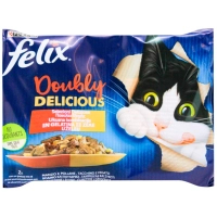 Вологий корм для кішок Purina Felix Doubly Delicious з індичкою, печінкою, яловичиною та птицею 4х85 г (7613287487612)