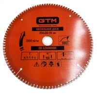 Круг відрізний GTM 254×30мм, 100 зубів, по алюмінію (SBA-254100)
