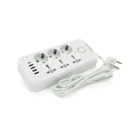 Мережевий фільтр живлення Voltronic F07U, 6 роз (3 EU+3 Universal), 4USB White (F07U-White)
