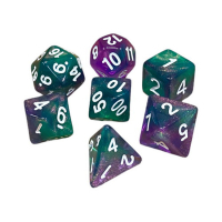 Набір кубиків для настільних ігор Games 7 Days Double Glitter 7 Dice Set - Green-Pink (g7dglitdc11)