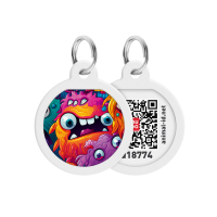 Адресник для тварин WAUDOG Smart ID з QR паспортом "Зубасті монстри", коло 25 мм (225-4048)