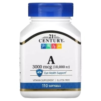 Вітамін 21st Century Вітамін A, 3000 мкг, Vitamin A, 110 гелевих капсул (CEN-21464)