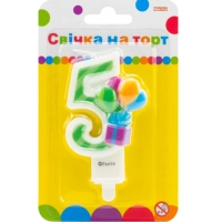 Свічка Maxi двостороння "5" із зображенням надувних кульок висотою 7,62 см (MX622069-5)