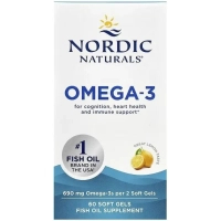 Вітамінно-мінеральний комплекс Nordic Naturals Омега-3, 690 мг на порцію, смак лимона, Omega-3, 60 гелевих кап (NOR-01760)