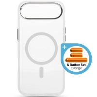 Чохол до мобільного телефона Armorstandart Unit MagCase Apple iPhone 17 Air Clear Silver + Orange Button Set (ARM90583)